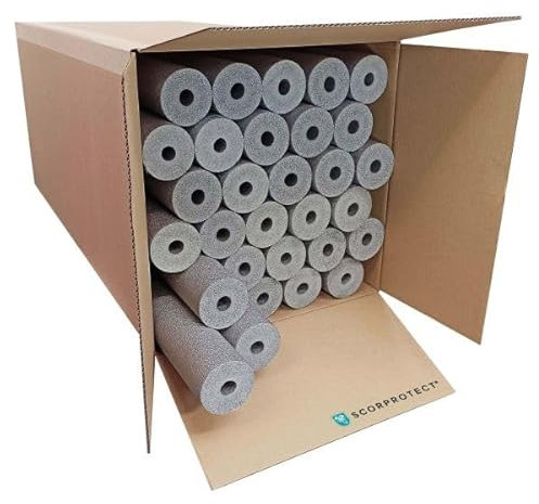 Scorprotect® voller Karton PE Rohrisolierung grau, angeschlitzt 30 Meter (Grau, 18 x 25 mm x 1 Meter)