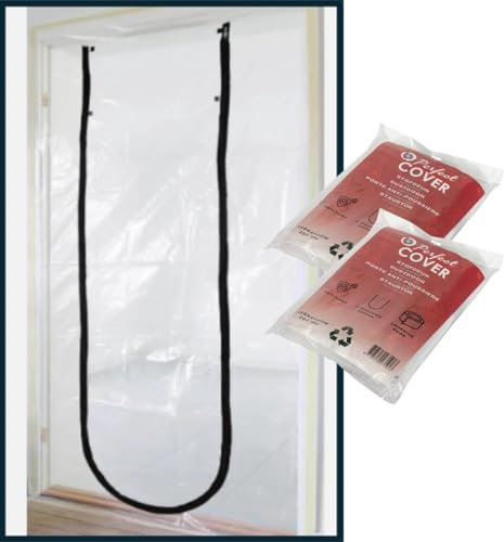Perfect Cover® Staubschutztür mit Reißverschluss – Abdeckfolie mit Klebeband – Selbstklebende Staubschutzwand – Baufolie & Türabdeckung für Renovierungen – Wiederverwendbar & Transparent (2 Stück)