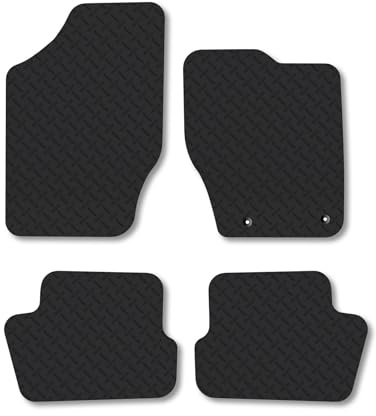 Citroen C4 (2004-2010) Heavy Duty Thick Rubber Car Mats Accessories Tailored Fit Front Rear Set Compatible Accessory Waterproof Durable Non-Slip 5mm Full Coverage Protection with Clips
