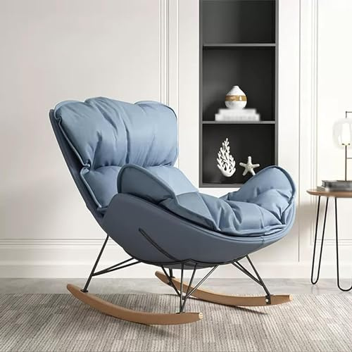 Generisch Indoor Bedroom Upholstered Rocking Chair,Modern Comfortable Rocking Chair,Lounge Chair for Balcony,Zero Gravity Sofa Chair,Outdoor Camping Recliner,Ergonomic Chairs (Color : Blue)