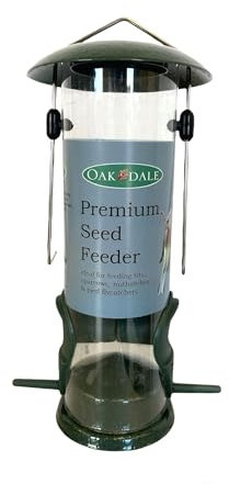 Oakdale Premium Metal Seed Bird Feeder | Heavy Duty Hanging Wild Bird Feeders for Garden | Easy Fill & Clean | Attracts Finches Sparrows & Tits | Bird Feeders Hanging Station UK