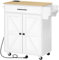 HOOBRO Isla de Cocina, Carro de Comedor Móvil, Carrito de Almacenamiento con Cajones y Especiero, con 2 Tomas de Corriente, Blanco y Natural EWN88CZD01