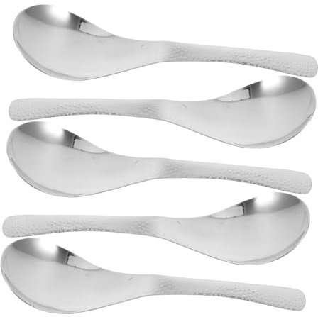 Zerodeko 5 Stück Löffel aus Edelstahl Souup Dumpling Löffel Kaviarlöffel Esslöffel japanischer suppenlöffel Müslilöffel Löffel Besteck Chinesische Suppenlöffel Rostfreier Stahl Silver