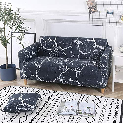 Sofaschoner rutschfest Weißer Marmor Sofa Überzug Stretch Elasthan Couch Bezug Abnehmbare Waschbar Sofahusse rutschfest Moderne Sofaüberzug Universal Couchüberzug 4 Sitzer