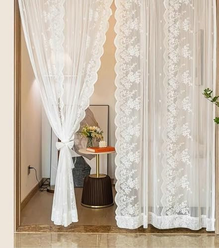 Gualiy Vorhang Fenster Transparent, Gardine Vorhang Beige Einfarbig mit Blattstruktur Blickdicht Vorhänge für Balkon 2er Set