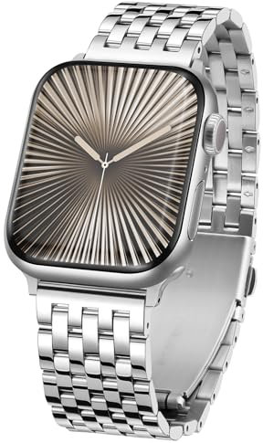 Tasikar Cinturino in Metallo Compatibile con Apple Watch 42mm(Series 10/11) 41mm 40mm 38mm, Cinturini Sostitutivi in Acciaio Inossidabile per iWatch SE Serie 11 10 9 8 7 6 5 4 3 2 1, Argento