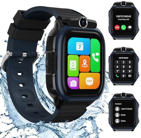 AstraMinds Smartwatch Kinder, 4G Smartwatch Kinder mit GPS und Telefon, IP67 wasserdichte Anrufen Kinderuhr Mit WiFi, Videoanruf, SOS, Wecker, Kinderuhr Mädchen Junge 3–12 Jahren (Schwarz)