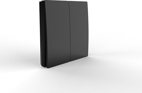 EVOGES Firefly Kinetic RF Light Switch - 1/2/3 Gang Wireless | No Battery Required | Touch Panel | Smart Home Automation | IP65 Indoor and Outside Use (2 Gang Switch, Black)