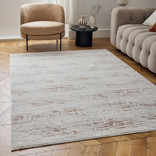 THE RUGS Carmel Modern Area Rug - Stain-Resistant, Non-Shedding, Durable Rugs for Living Room and Bedroom [ Marble Effect Terra, 80x150cm ]