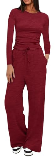 Set da donna 2 pezzi tuta casual a maniche lunghe crop tunica top e coulisse vita alta elastico pantaloni a gamba larga tuta yoga joggers tuta abbigliamento lounge set completo