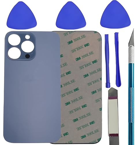 Alovexiong Rear Glass Cover Replacement for iPhone 13 Pro Max Rear Glass Cover Replacement with Pre-Installed Adhesive + Repair Kit (Blue)