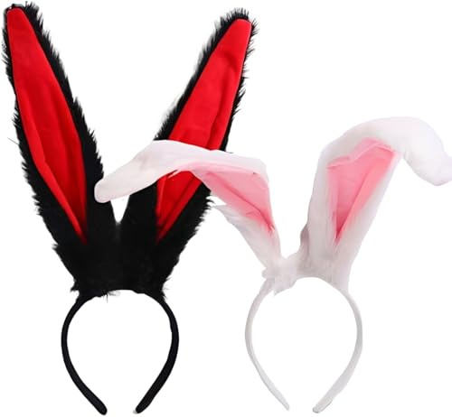 2 Pcs Hasen Ohren Haarreif, Hasenkostüm Damen, Süßes Langes Haarband mit Hasenohren, Hasenohren Haarreif, Make-up-Stirnband für Partys, Cosplay-Kostüme für Rollenspiele, Geburtstagsgeschenke, Weihnach