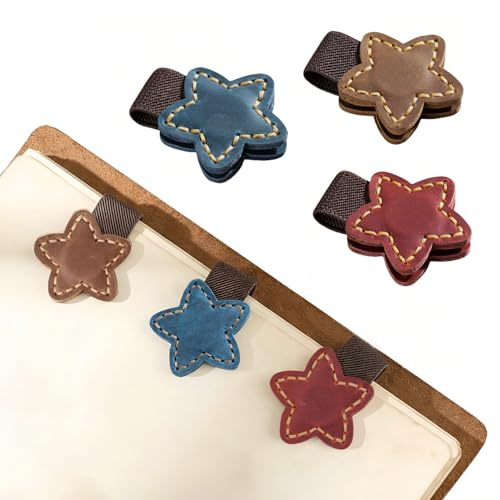 Acidea 3 Stück Magnet Leder Lesezeichen, Personalisierte Pentagramm Leder Magnetische Lesezeichen, Doppelseitiges Magnetische Lesezeichens für Frauen, Männer & Bücherliebhaber