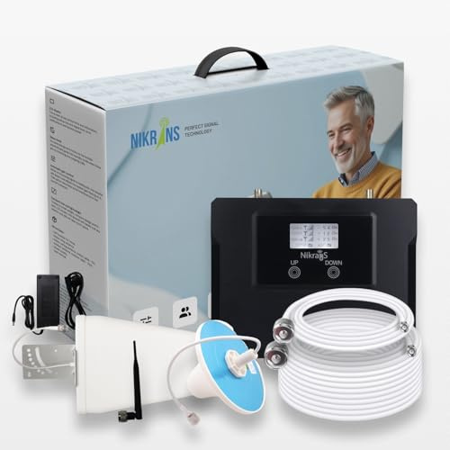 Nikrans Amplificador de Señal 5G/4G/LTE y Voz (700 & 900 MHz, hasta 300 m²) – Cobertura hasta 300 m² – Compatible con Todos los Operadores – CE y RoHS