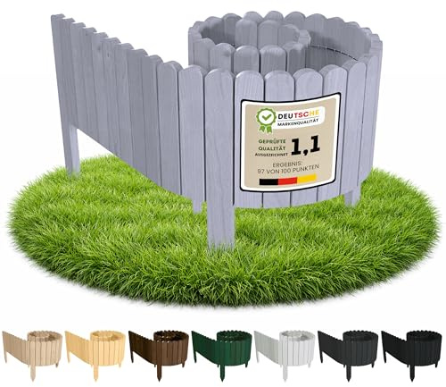 Floranica wooden garden edging 30 x 200 cm silver lawn border wooden garden fence flexible roll border