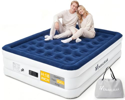 VENAKURAH Luftmatratze 2 Personen 193x137x46 cm, Luftbett Selbstaufblasend in 3 Minuten, Aufblasbare Matratze mit integrierter elektrischer Pumpe, Aufblasbare Gästematratze für Zuhause und Camping