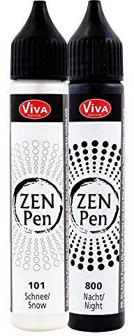 Viva Decor Zen-Pen Set (Yin und Yang, 2x28 ml) Perlen Stifte zum Basteln - Dot Painting - Dotting Tools- Dotting Tool für Steine, Holz, Leinwand, UVM.