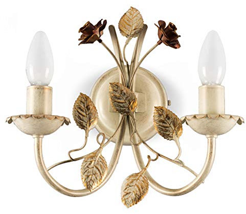 Helios Leuchten 303583 Florentiner Wandleuchte Wandlampe | Kerzenwandlampe | Lampe Leuchte Wandlüster Landhausstil | 2 x E14