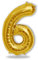 FUNXGO® Folienballon Zahl 6 Gold - Riesenzahl Ballon ca.100 cm - fliegt mit Helium - 6 geburtstag luftballon - Deko zum Geburtstage, Party, Hochzeiten - Ballon 6 Gold