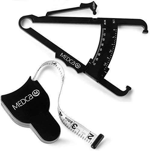 Körperfett-Caliper und Messband für Körper – Hautfalten-Messschieber, Körperfettzange und BMI-Messgerät von MEDca