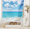 ABAKUHAUS Ozean Wandteppich und Tagesdecke, Hawaiian Seascape, aus Weiches Mikrofaser Stoff Wand Dekoration Für Schlafzimmer, 150 x 110 cm, Türkis Weiß