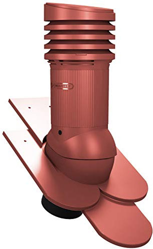 Cheminée d'aération DN125 pour les carreaux de queue de castor dans un Aérateur de Toit à double couverture (RAL 3009 - rouge)