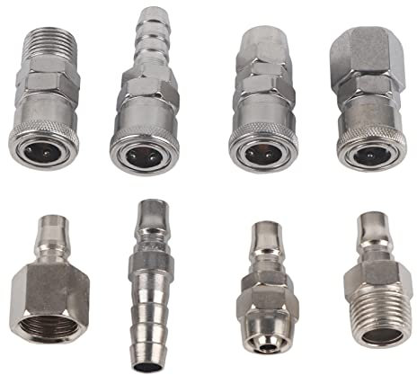 8PCS 1/2 Coupleur d'air de style C BSP et kit de bouchons Compresseur d'air pneumatique Tuyau de coupleur rapide Prise de connecteur Ensemble de connecteurs de prise Compresseur d'air industriel