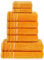 PANA Frottier-Serie Jasmina • Frottee Handtücher Set • weicher Badteppich • 100% Baumwolle • Ökotex Zertifiziert • Set: 2 Gästetücher + 4 Handtücher + 2 Duschtücher • Farbe: Orange