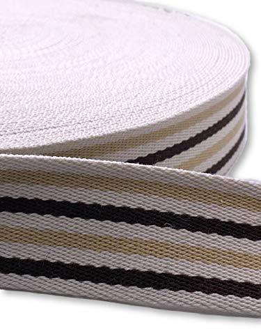 Gurtband 40mm Baumwolle Taschengurt Streifen 5 Farben (Beige/braun)