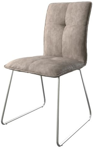 DELIFE Polsterstuhl Maddy-Flex Kufengestell Edelstahl Mikrofaser Taupe Vintage