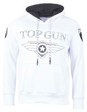 Top Gun 6550 Sweatshirt mit Kapuze in schwarz oder weiß (XXL, white)