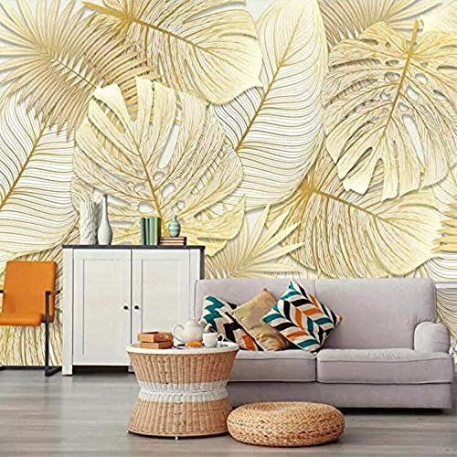 Tropical Rain Woodland Golden Banana Leaf Wallpaper Wallpaper Custom 3D Photo Mural f Wallpaper Grey Wall Sticker Border Living Room for Bedroom Rose Blue Mural Kids Rose Gold purple-150cm×105cm