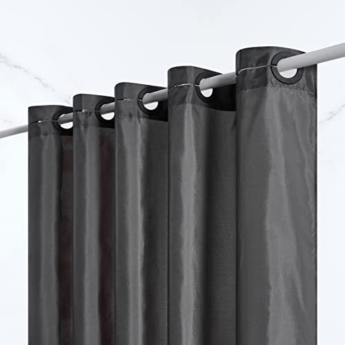 Furlinic Rideau de Douche Anti Moisissure Lavable en Machine Petits Rideaux de Douche à Oeillets Imperméable Tissu Polyester Gris Foncé pour Baigoire Angle Salle de Bain 90x180cm