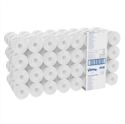 Kleenex Papier Toilette 8438 – 2 Épaisseurs, Blanc, Doux & Résistant, Certifié FSC & Écolabel, 96 Paquets x 250 Feuilles (24 000 au Total)