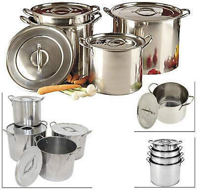 Vintage Gourmet ® Stainless Steel Stock Pot with Lid - Bottom Deep Stew Sauce Soup Pasta Cooking Pot Home Brew Boiling Catering Pot (21cm Diameter x 17cm High - 5.8 Litre)