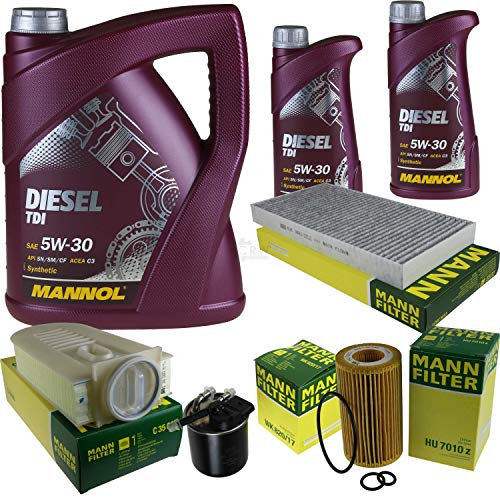 QR-Parts Set 85498329 MN7909-5 MN7909-1 CUK 3621 WK 820/17 C 35 005 HU 7010 z Inspektionspaket 7 L Diesel TDI 5W-30 + MANN Filterpaket 10931461