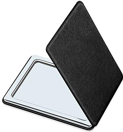 YTZJ Direct Compact Vanity Mirror for Men, Black, Travel Makeup Mirror for Handbag Pocket Wallet, Portable Double-Sided Magnifying Cosmetic Mirror for Daily, Work, Business