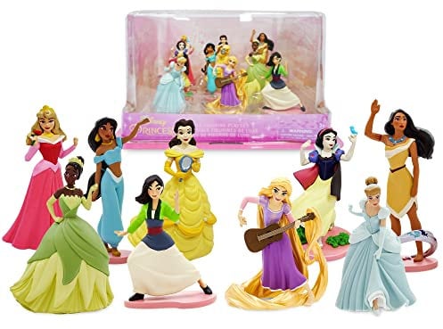 Disney Store Official - Disney Prinzessinnen - Figurenspielset - 9 geformte Spielzeugfiguren - Mit Rapunzel, Jasmin, Schneewittchen, Belle, Aurora, Tiana, Pocahontas, Cinderella und Mulan