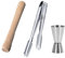 Westmark Bar-Set, 3-tlg.: 1 Caipirinha-Stößel, 1 Eiszange, 1 Barmaß 2/4 cl, Rostfreier Edelstahl/Holz, Arctica und Woody, Silber/Braun, 627722E8