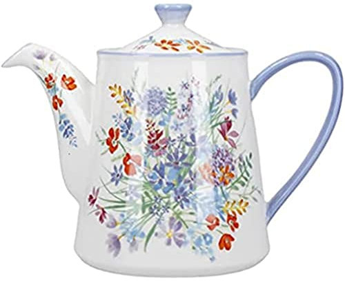 London Pottery Viscri Meadow Théière en céramique 4 tasses 900 ml Ivoire amande et bleuet