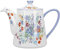 London Pottery Viscri Meadow Ceramic Teapot, 4 Cup / 900 ml, Almond Ivory/Cornflower Blue