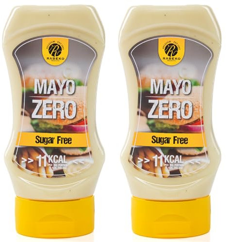 Rabeko Zero Sauce - Mayo, 2 x 350ml sans sucre et peu de matières grasses - produits sains, faible en glucides et en calories pour salades, frites, burgers, grillades - sans gluten ni lactose