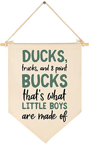 Decoración de pared de ciervo de caza de patos, regalo de cumpleaños, Navidad, bandera colgante de lona, letrero de pared, regalo para guardería, dormitorio, sala de juegos, puerta delantera, bebé,