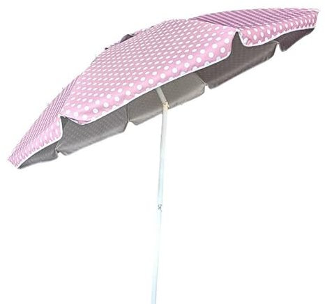 LIFE IS Sombrilla de playa de 200 cm. Palo de 32 mm con articulación. Tejido de poliéster con revestimiento anti UV interior. Chimenea cortavientos. Color rosa