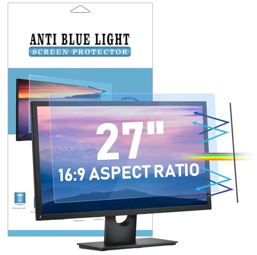 LAMA Proteggi Schermo Blocco Luce Blu da 27 Pollici, Filtro Schermo per Monitor Computer Universale (LxA: 598mm*337mm), Anti Luce Blu/Antiriflesso/Anti-UV/Protezione Occhi(27 16:9)