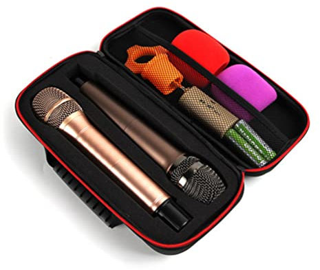 Dual Slot Microphone Case Portable Handheld Mic Storage Bag with Classic Zipper Lightweight Shockproof Design for Protection for Travel and Organization
