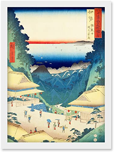 Artery8 Mount Asama, Teahouses on the Mountain Pass Ise Province Utagawa Hiroshige Japanese Woodblock Artwork Framed Wall Art Print A4