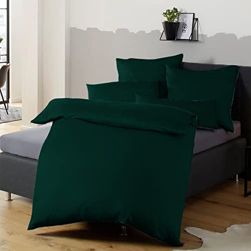 Soifox Bettwäsche 155x220 Grün - bettwäsche-Sets aus Mikrofaser bügelfrei & knitterfrei - 1 mal Bettbezug + 1 mal 80x80cm Kissenbezug mit Reißverschluss