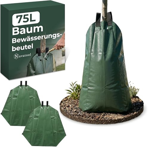 Novatool 3X Säcke für Baumbewässerung 75 Liter Grün Bewässerungsbeutel aus robustem PVC Baumsäcke Bewässerung Baumbewässerung Säcke Wasserbeutel Baum
