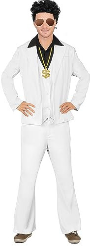 Mepase 7-teiliges Herren-Kostüm der 1970er-Jahre, mit Dollarzeichenkette, Disco-Fieber-Swingerbrille für Herren, Größe M